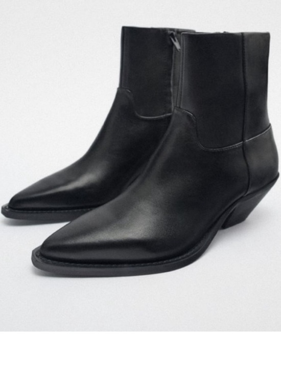 Zara Shoes - Zara leather cowboy ankle boot booties black EU 36 1122/010 western rodeo